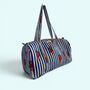Lobster Print Weekend Duffle Bag In Blue And White Stripe, thumbnail 2 of 3