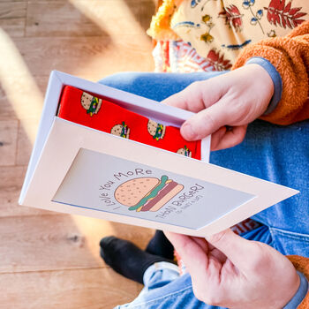 Fast Food Letter Box Mens Gift Card Socks, 2 of 5