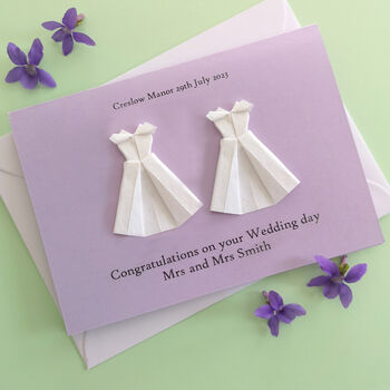 Personalised Mrs And Mrs Origami Wedding Card, 2 of 5