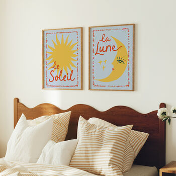 Set Of Le Soleil And La Lune Sun And Moon Wall Prints, 2 of 11