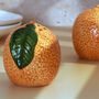 G Decor Set Of Orange Shaped Salt And Pepper Shakers, thumbnail 3 of 6