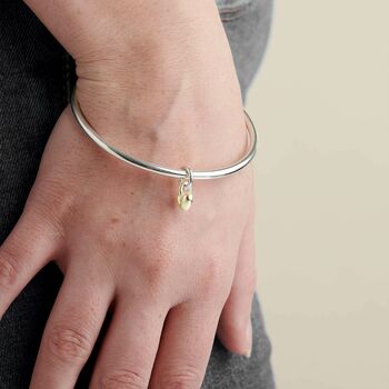 Sweetheart Silver And Gold Recycled Heart Bangle, 6 of 9