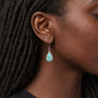 Sterling Silver Turquoise Drop Earrings – 14mm X 9mm, thumbnail 2 of 7