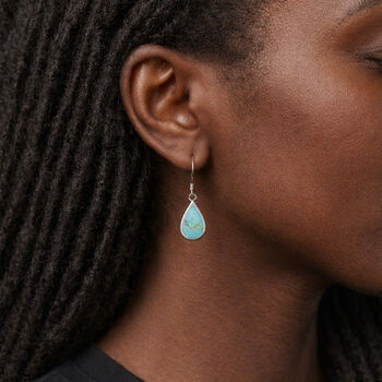 Sterling Silver Turquoise Drop Earrings – 14mm X 9mm, 2 of 7