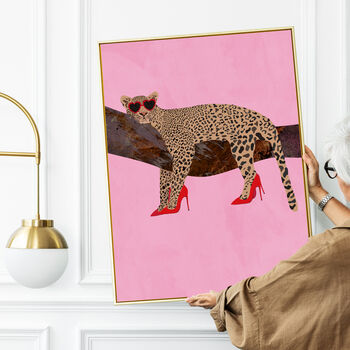 Leopard Wearing Sneakers Customisable Art Print, 2 of 8