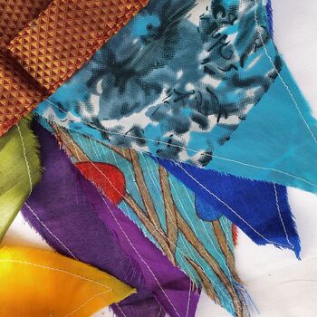 Upcycled Sari Flags, Handmade Bunting, Sari Fabric, 9 of 10