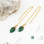 Emerald Gemstone Leaf Threader Earrings, thumbnail 1 of 5
