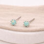 Sterling Silver Green Opal Micro Stud Earrings – 4mm, thumbnail 1 of 8