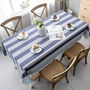 Cotton Linen Rectangular Tablecloth Blue Stripe, thumbnail 1 of 4