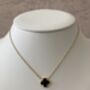 Black Single Clover Gold Plated Charm Necklace, thumbnail 4 of 6