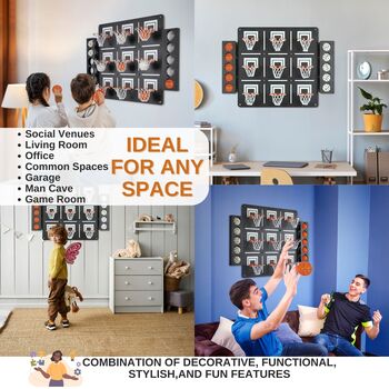 Basketball Hoop Wall Decor With Tic Tac Toe Game, 5 of 6