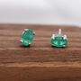 Genuine Green Onyx Stud Earrings Sterling Silver, thumbnail 4 of 12
