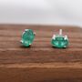 Genuine Green Onyx Stud Earrings Sterling Silver, thumbnail 4 of 11