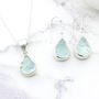Aquamarine Gemstone Pendant And Earring Jewellery Set, thumbnail 1 of 7