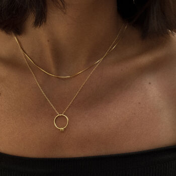 Circle 14k Gold Plated Pendant Necklace, 3 of 4