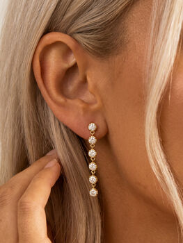 Moissanite Gold Or Silver Drop Tennis Earrings, 9 of 9