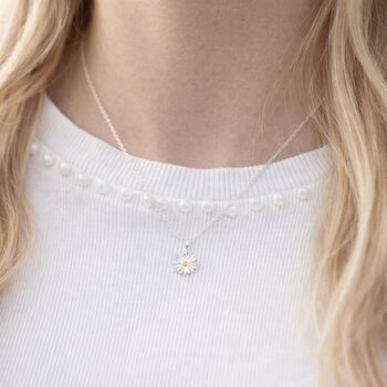Personalised Sterling Silver April Daisy Birth Flower Pendant Necklace, 3 of 9