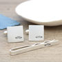 Personalised Moustache Cufflinks And Tie Clip Set, thumbnail 1 of 11