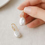 9ct Yellow Gold White Keshi Pearl And Diamond Drop Earrings: Bridal Jewellery – 9mm, thumbnail 1 of 7