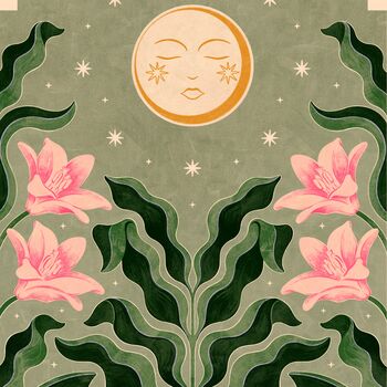 Lunefleur Green, Bohemian Moon Floral Print Poster, 4 of 4