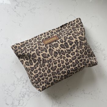 Personalised Leopard Print Makeup Cosmetic Clutch Bag, 3 of 8