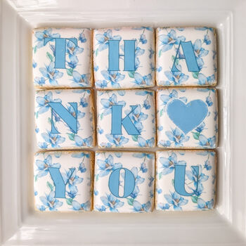 Thank You Biscuits Gift Box, Blue Floral, Nine Pieces, 9 of 10