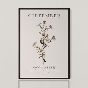 Birth Flower Wall Print 'Aster' For September, 10 of 12