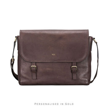 Personalised Mens Handcrafted Leather Satchel 'Ravenna', 4 of 12