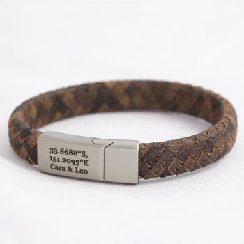 Men's Personalised Woven Leather Bracelet, 3 of 12