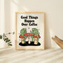 'Good Things Happen Over Coffee' Mushroom Frog Print, thumbnail 3 of 11