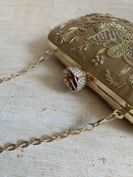Gold Raw Silk Rectangular Clutch Bag, 9 of 10