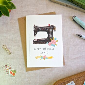Floral Sewing Machine Birthday Card, 3 of 5