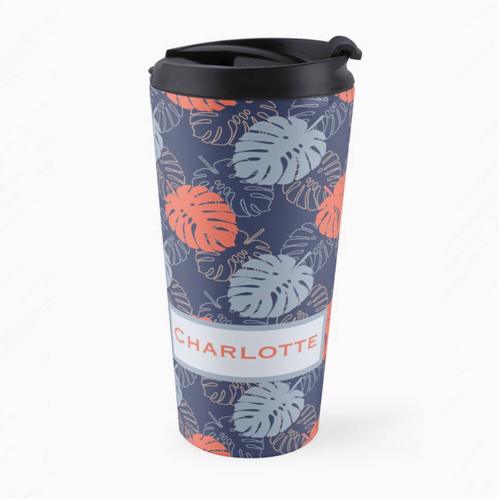 Image of Tropical Leaf Personalised Travel Mug