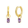 February Huggie Hoop Birthstone Charm Earrings, thumbnail 1 of 4