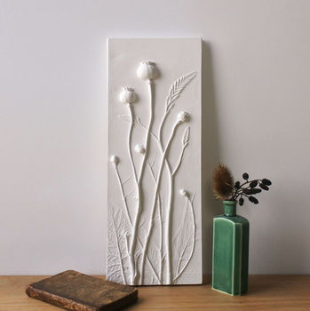 Poppies And Crocosmia Plaster Cast Wall Plaque, 2 of 6