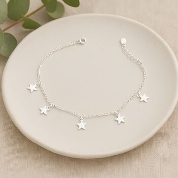50th Birthday Sterling Silver Five Star Charm Bracelet, 3 of 5