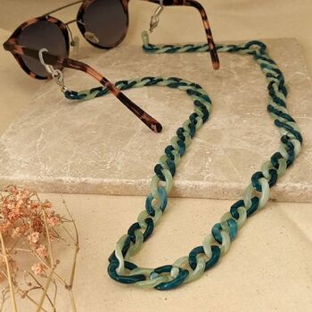 Glasses Chain Jade Green And Teal Chunky Acrylic Chain, 2 of 12