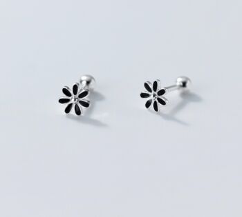 Sterling Silver Screw Back Flower Stud Earrings, 3 of 6