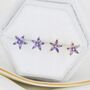 Amethyst Purple Cz Flower Stud Earrings Sterling Silver, thumbnail 7 of 12