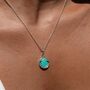 Eye Am Protected Turquoise Enamel Coin Necklace, thumbnail 4 of 12
