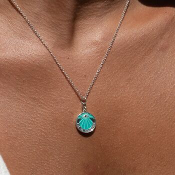 Eye Am Protected Turquoise Enamel Coin Necklace, 4 of 12