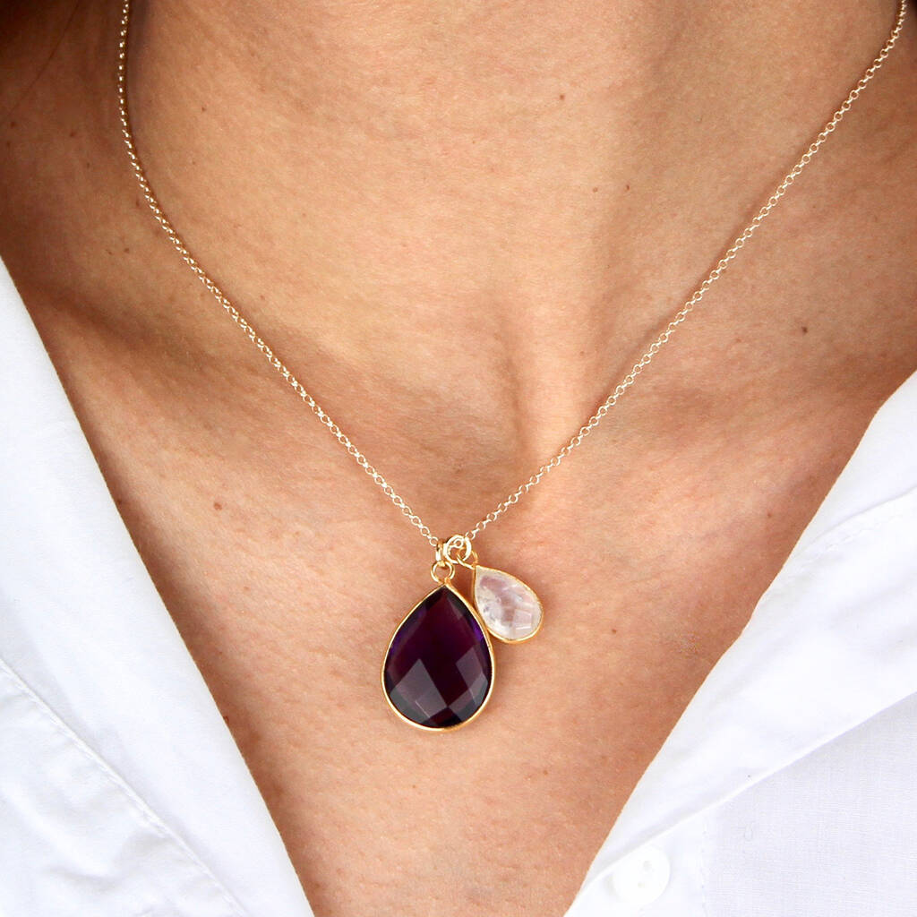 Mother And Child Semi Precious Birthstone Necklace By Gaamaa