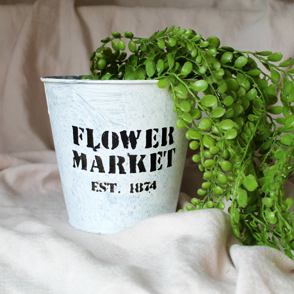 Handcrafted Metal Tin Flower Pot By Objet Dahlia