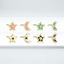 Gold Plated Colourful Star And Moon Stud Earrings, thumbnail 1 of 7