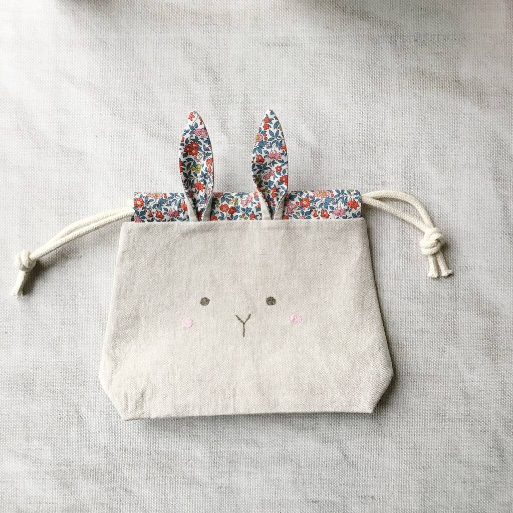 Bunny Ear Drawstring Bag By Caroline Watts Embroidery