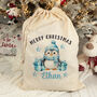 Personalised Penguin Large Christmas Cotton Santa Gift Sack, thumbnail 2 of 3