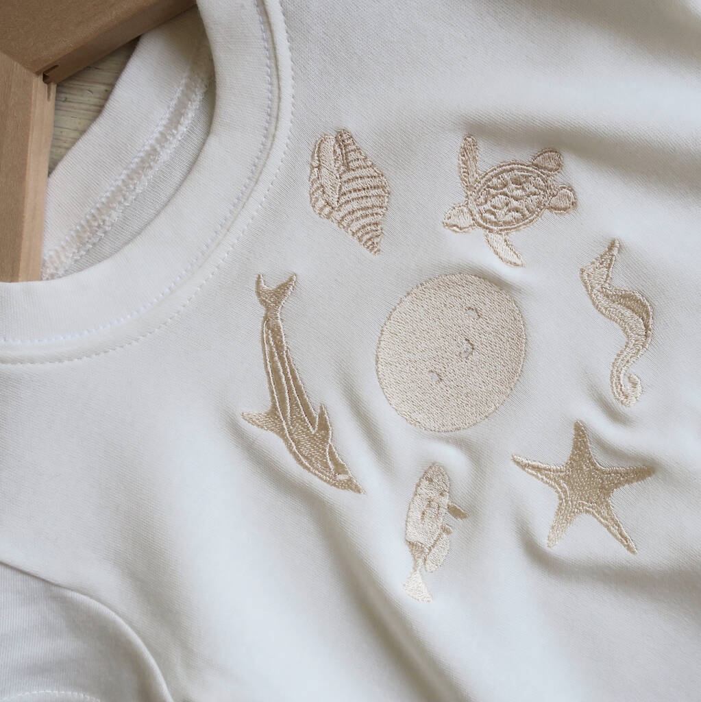 Organic Kids Embroidered Beachy T Shirt, 1 of 3