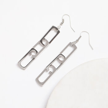 Square Link Chain Earrings In Silver Colour, 3 of 3