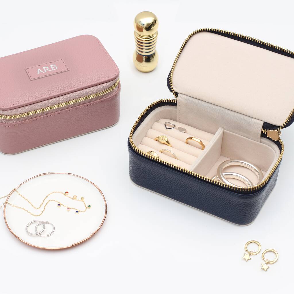 Personalised Patch Luxury Leather Travel Jewellery Box, 1 of 3