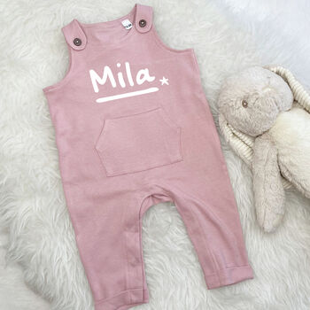 Personalised Name And Star Organic Baby Dungarees, 2 of 3